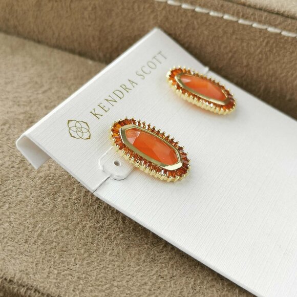 Kendra Scott Baguette Ellie Stud Earrings, Gold Red Mix - Picture 3 of 3